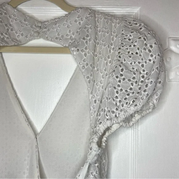 Bardot Nadia Tie Back Mini Eyelet Dress in ivory white size 12 - Picture 11 of 15